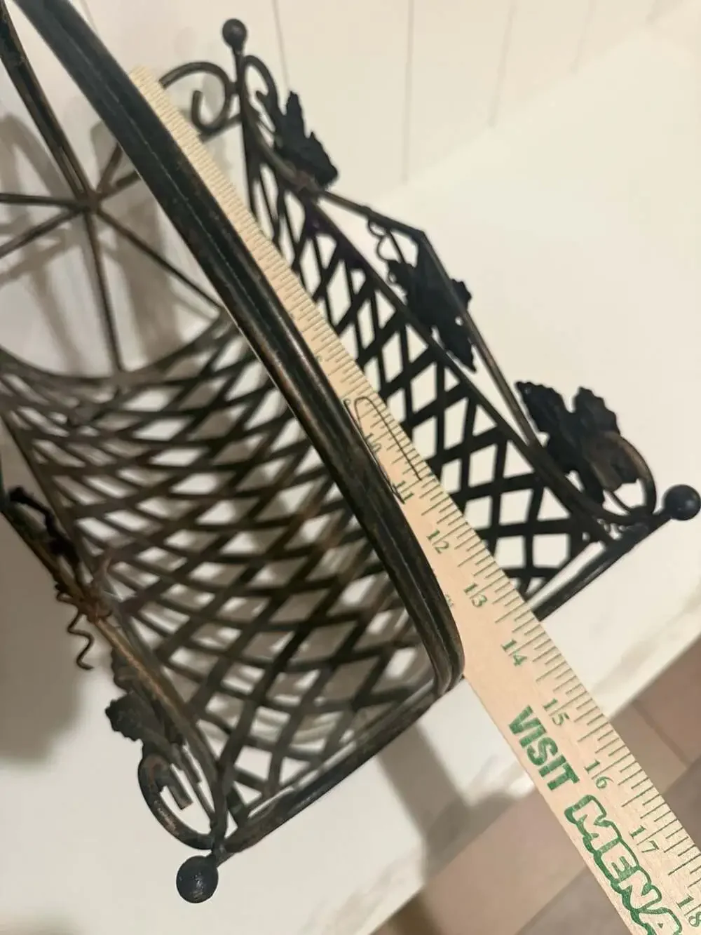 Vintage Italian Tole Leaf Magazine Holder Metal Basket